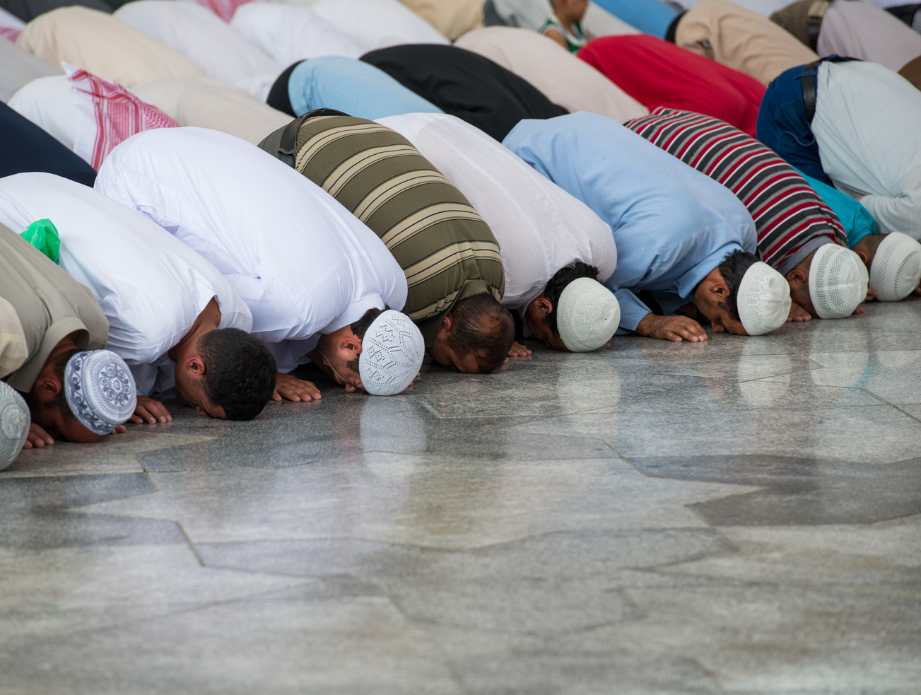 Muslims Praying Together in Mosque